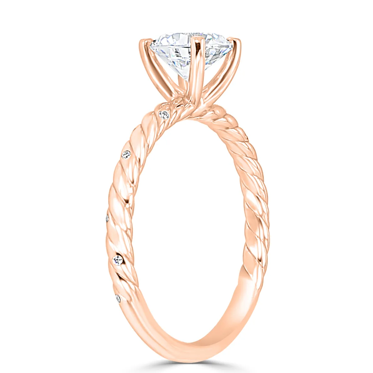 Rose Gold Twisted Rope Band Side Stone Diamond Engagement Ring jewelry Wabash avenue