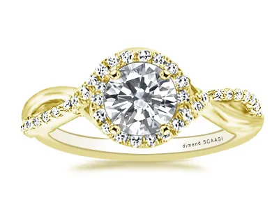 Yellow Gold Fabulous Sparkling Infinity Halo Engagement Ring