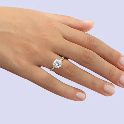 Yellow Gold Unique Profile Pave Set Diamond Engagement Ring best jewelry shop near me