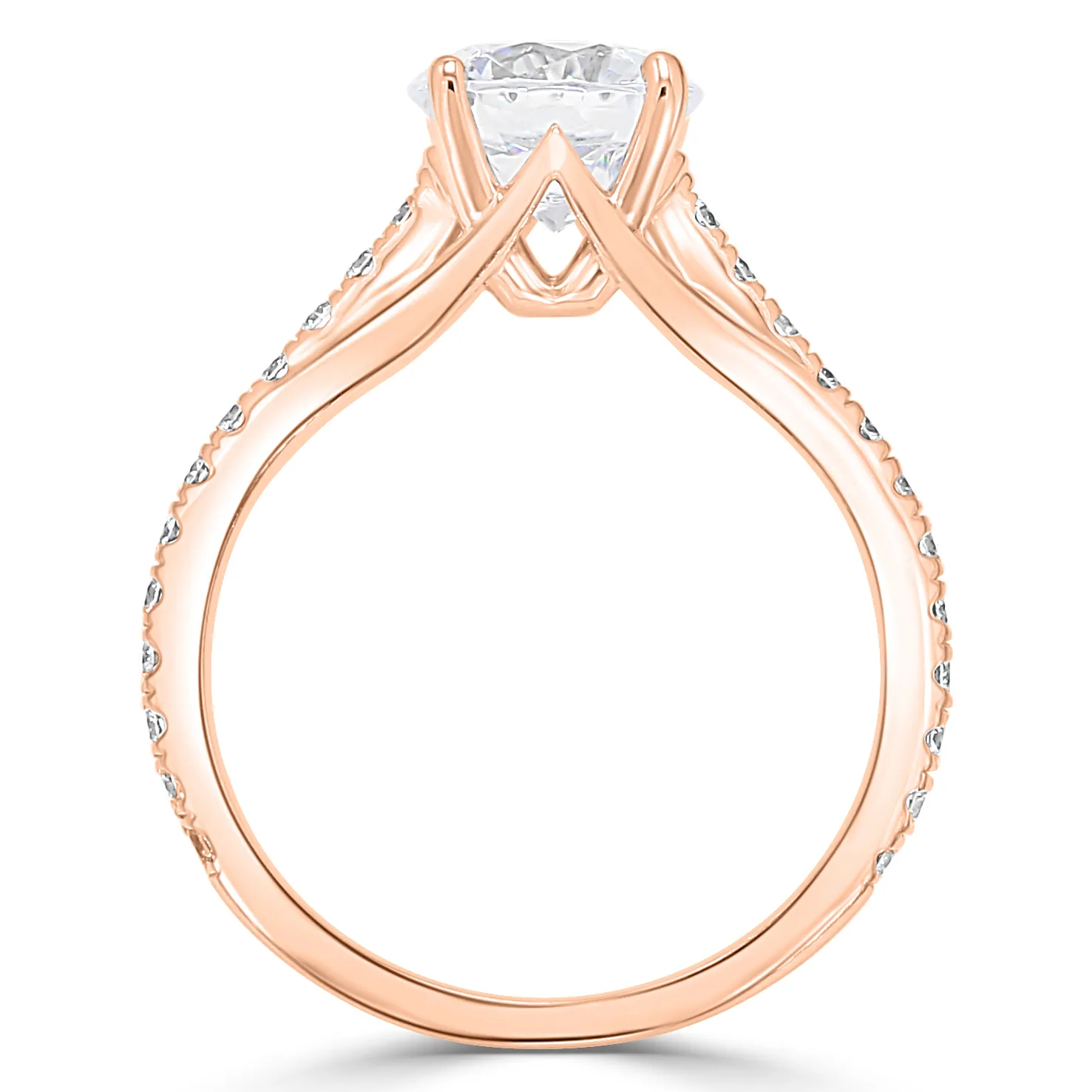 Rose Gold Unique Profile Pave Set Diamond Engagement Ring jewelry store near me