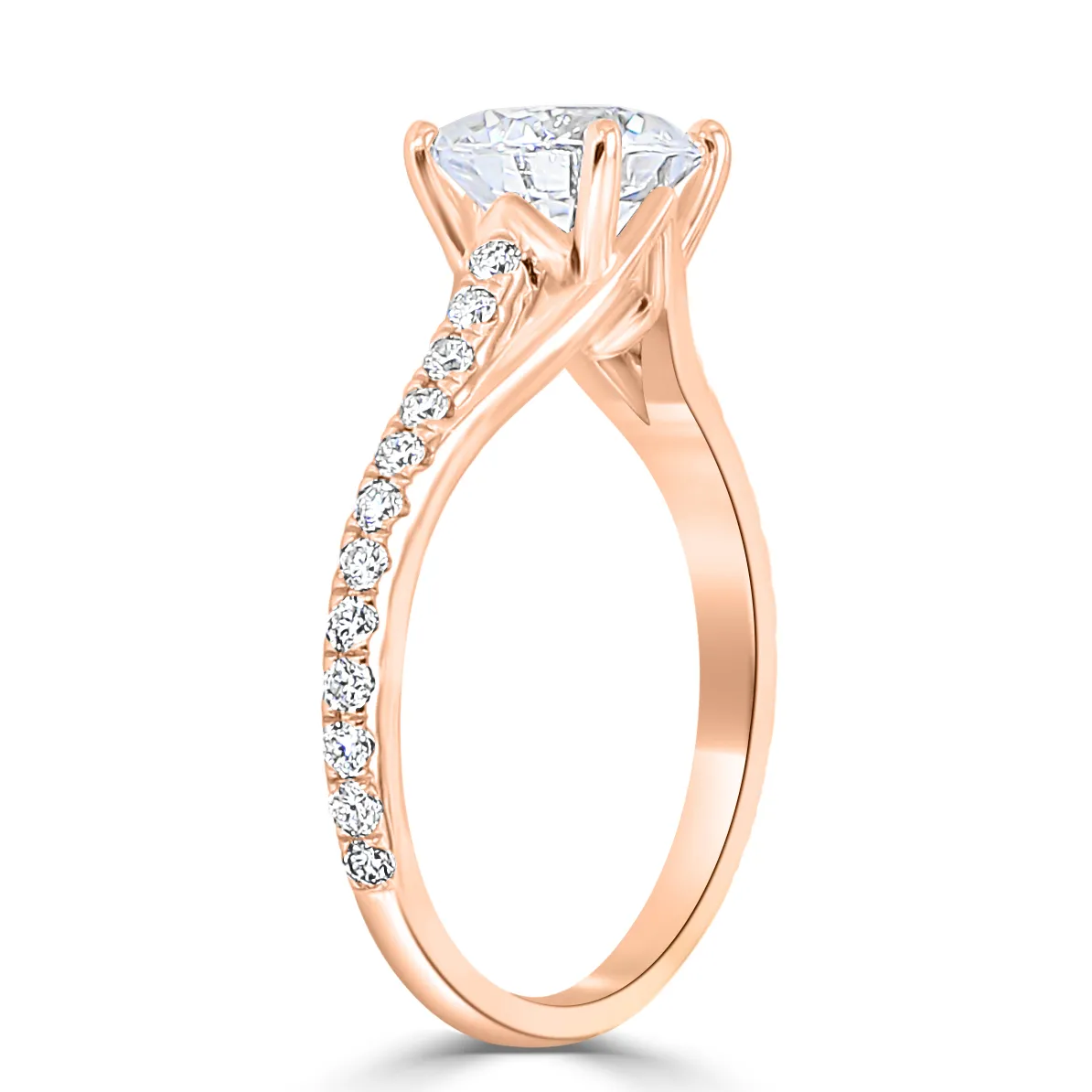 Rose Gold Unique Profile Pave Set Diamond Engagement Ring jewelry Wabash avenue