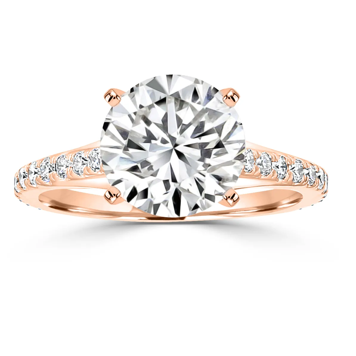 Rose Gold Unique Profile Pave Set Diamond Engagement Ring