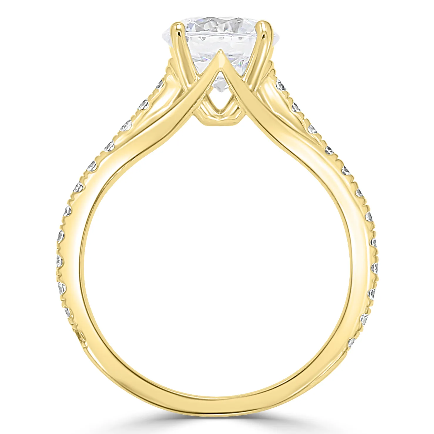 Yellow Gold Unique Profile Pave Set Diamond Engagement Ring jewelry store near me