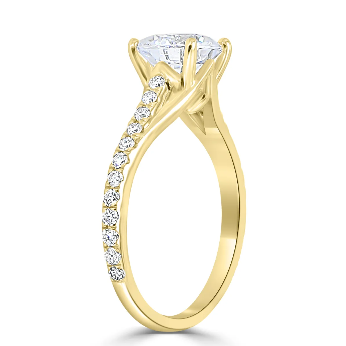 Yellow Gold Unique Profile Pave Set Diamond Engagement Ring jewelry Wabash avenue