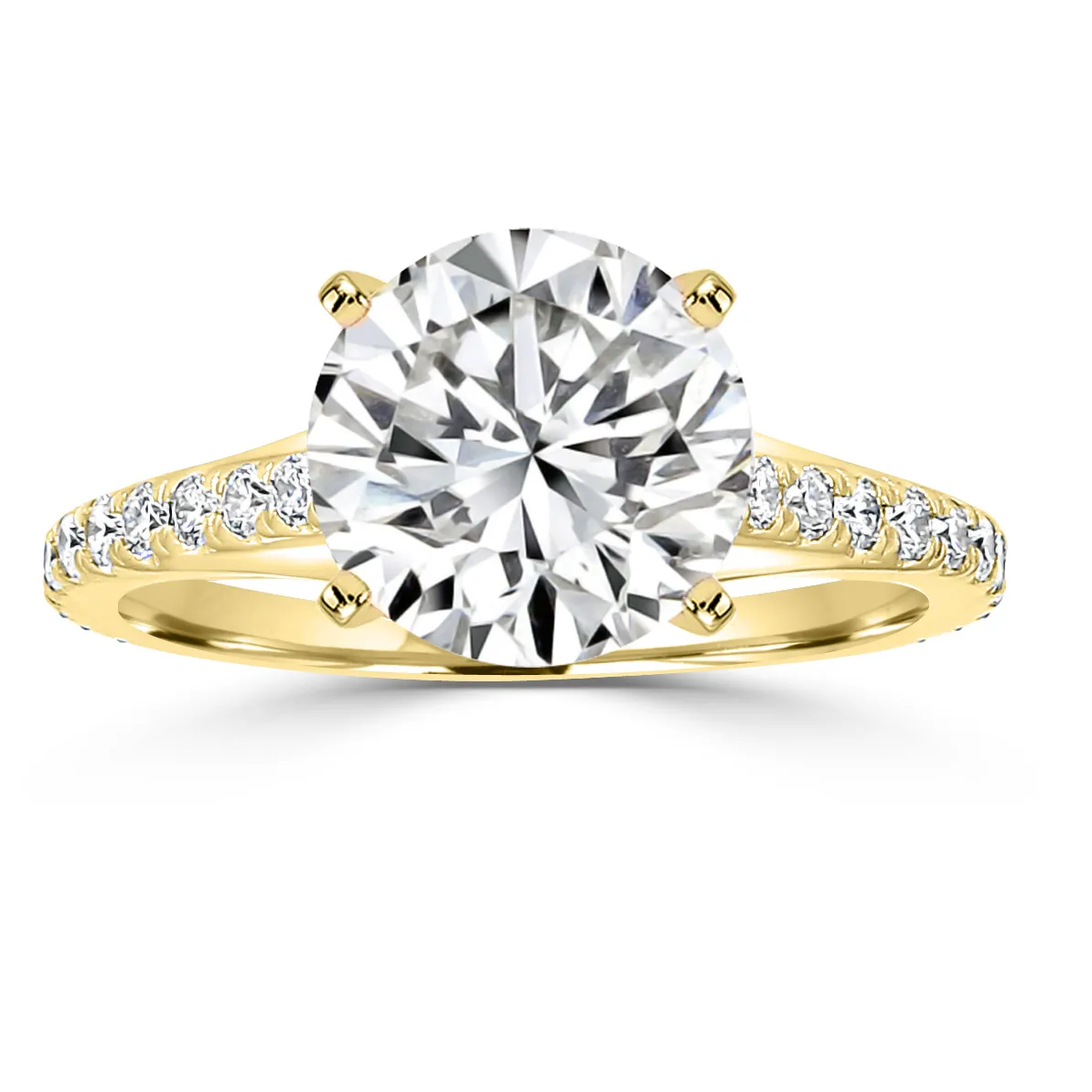 Yellow Gold Unique Profile Pave Set Diamond Engagement Ring