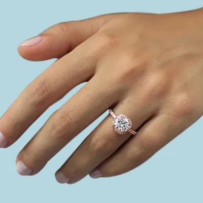 Rose Gold Twisted Halo Diamond Engagement Ring from best jeweler
