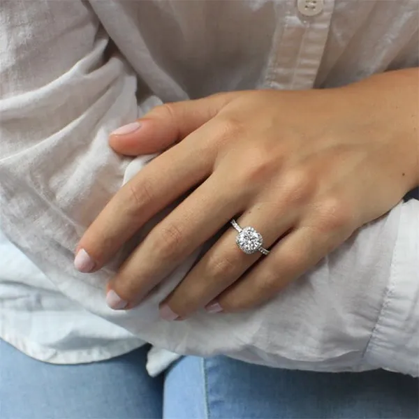 White GoldTwisted Halo Diamond Engagement Ring jewelry windy city