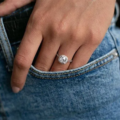 White GoldTwisted Halo Diamond Engagement Ring jewelry online