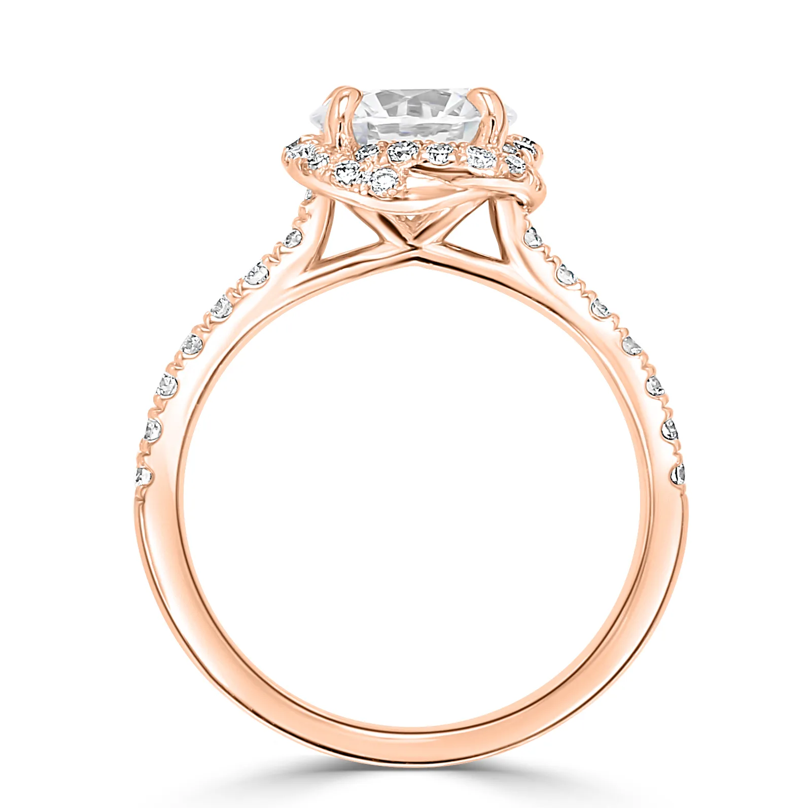 Rose Gold Twisted Halo Diamond Engagement Ring jewelry store near me