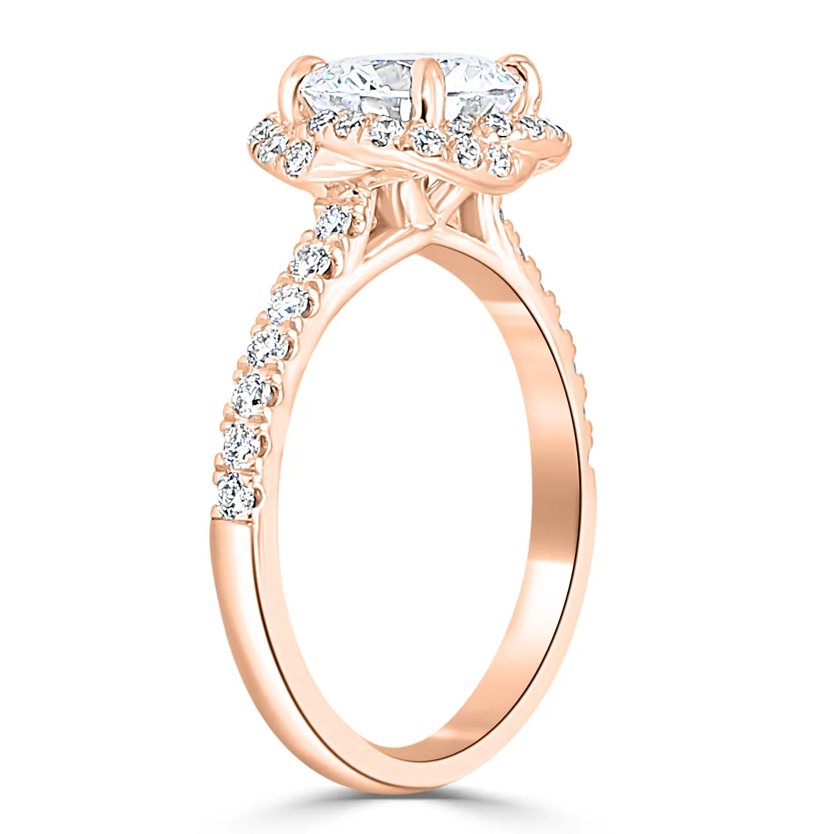 Rose Gold Twisted Halo Diamond Engagement Ring jewelry Wabash avenue