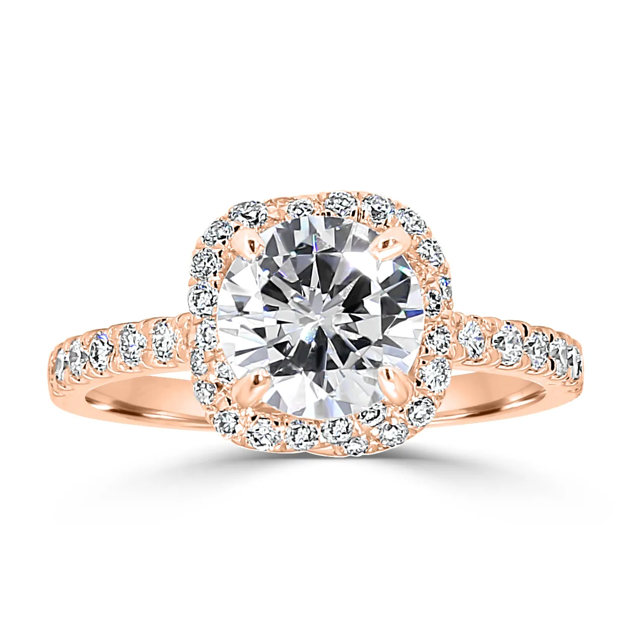 Rose Gold Twisted Halo Diamond Engagement Ring