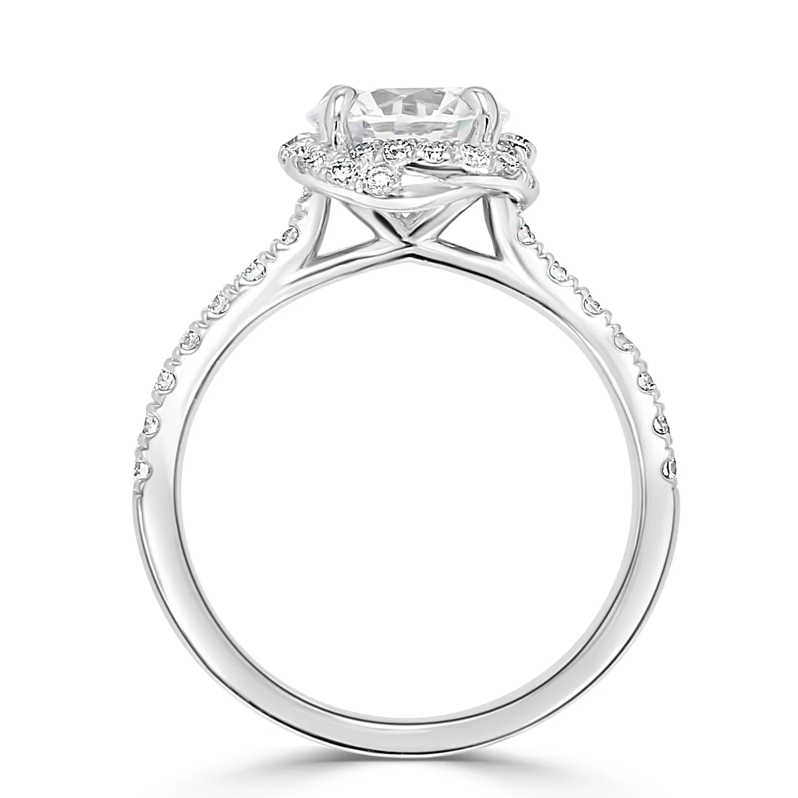 White Gold Twisted Halo Diamond Engagement Ring jewelry store near me