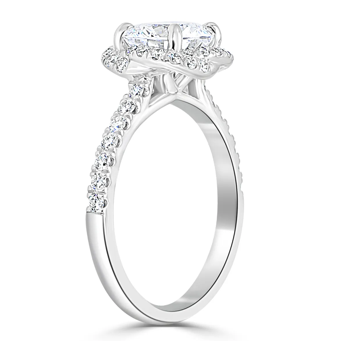 White GoldTwisted Halo Diamond Engagement Ring jewelry Wabash avenue