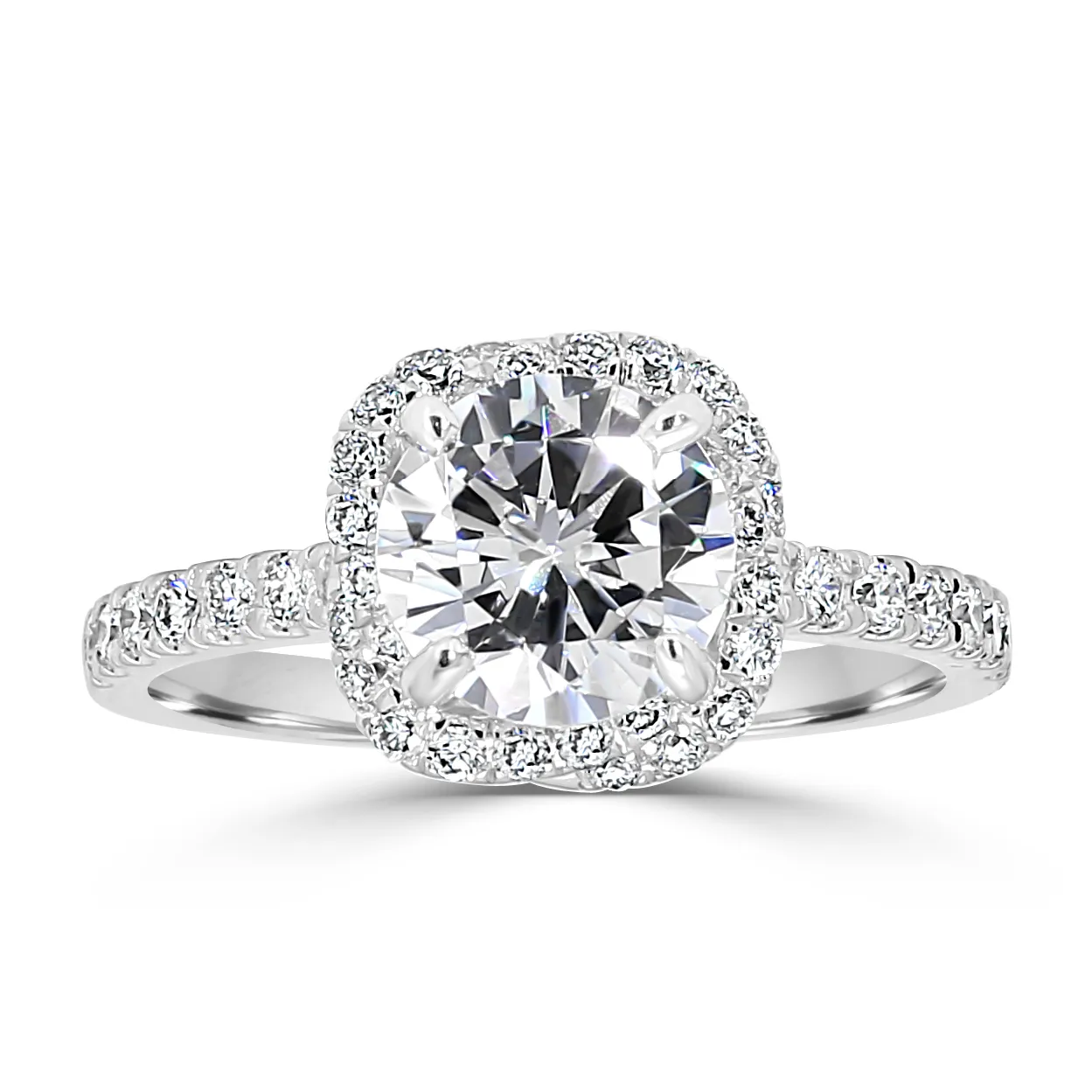 White Gold Twisted Halo Diamond Engagement Ring