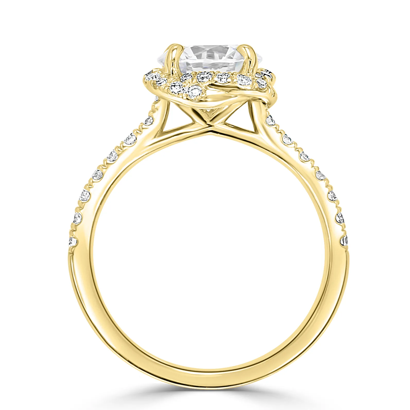 Yellow Gold Twisted Halo Diamond Engagement Ring jewelry store near me