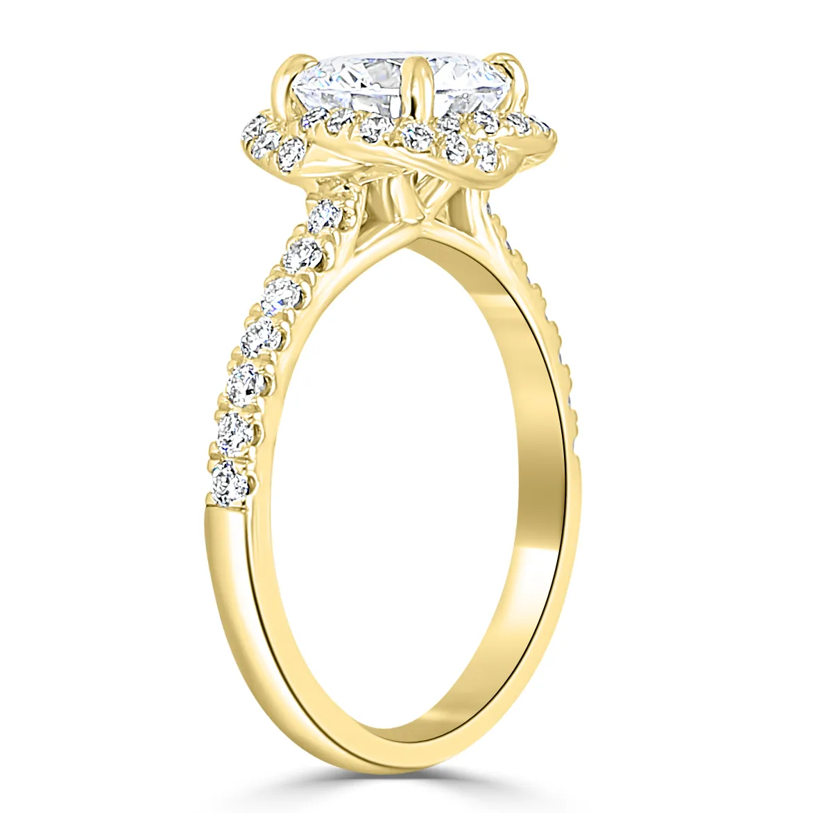 Yellow Gold Twisted Halo Diamond Engagement Ring jewelry Wabash avenue