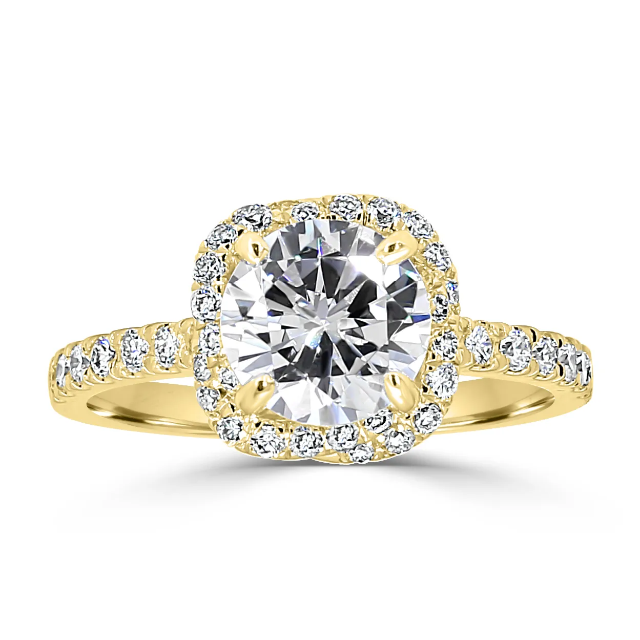 Yellow Gold Twisted Halo Diamond Engagement Ring