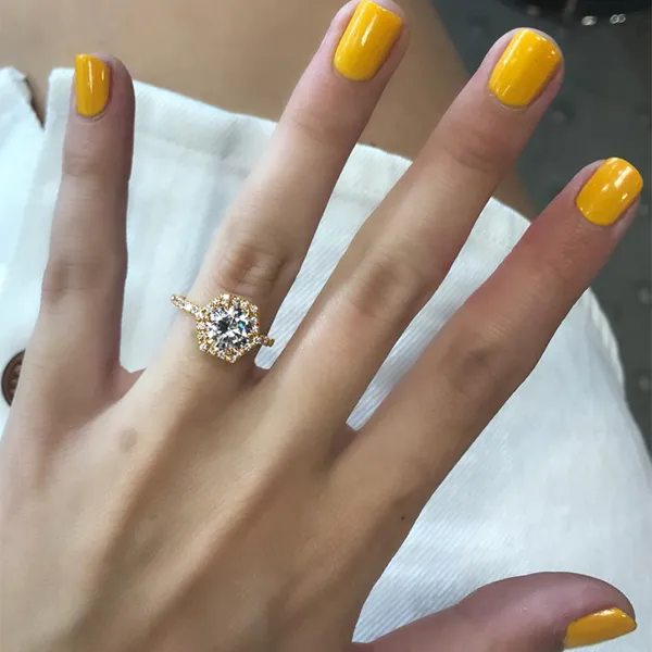 Yellow Gold Hexagon Shaped Engagement Ring jewelry windy city
