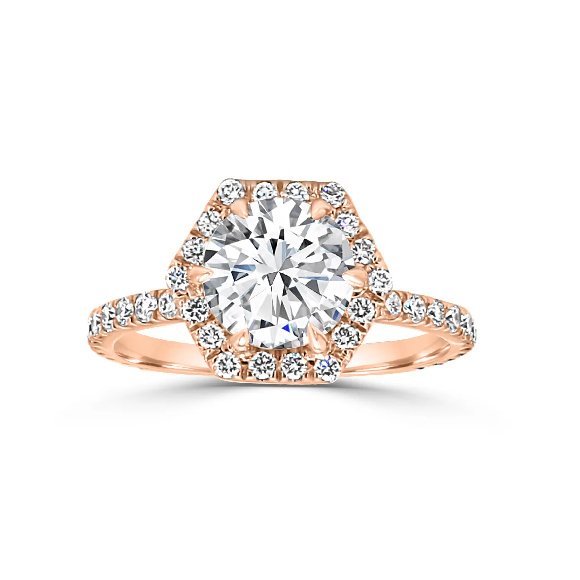 Rose Gold Hexagon Shaped Engagement Ring