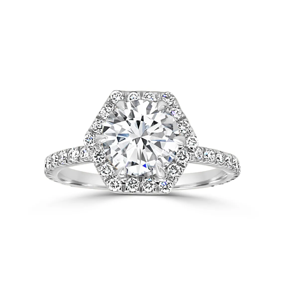 White GoldHexagon Shaped Engagement Ring