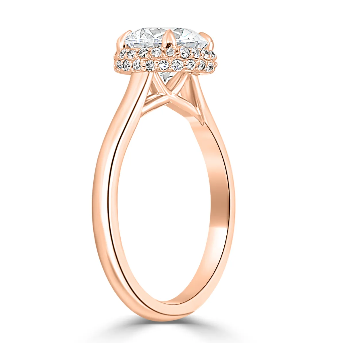 Rose Gold Exclusive Belgian Pave Unique Diamond Engagement Ring jewelry Wabash avenue