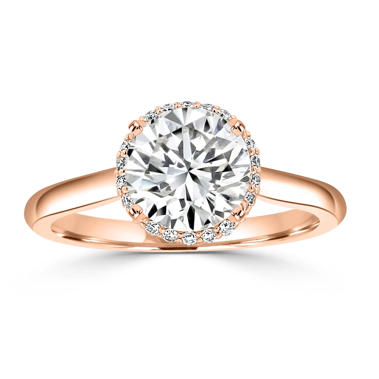 Rose Gold Exclusive Belgian Pave Unique Diamond Engagement Ring