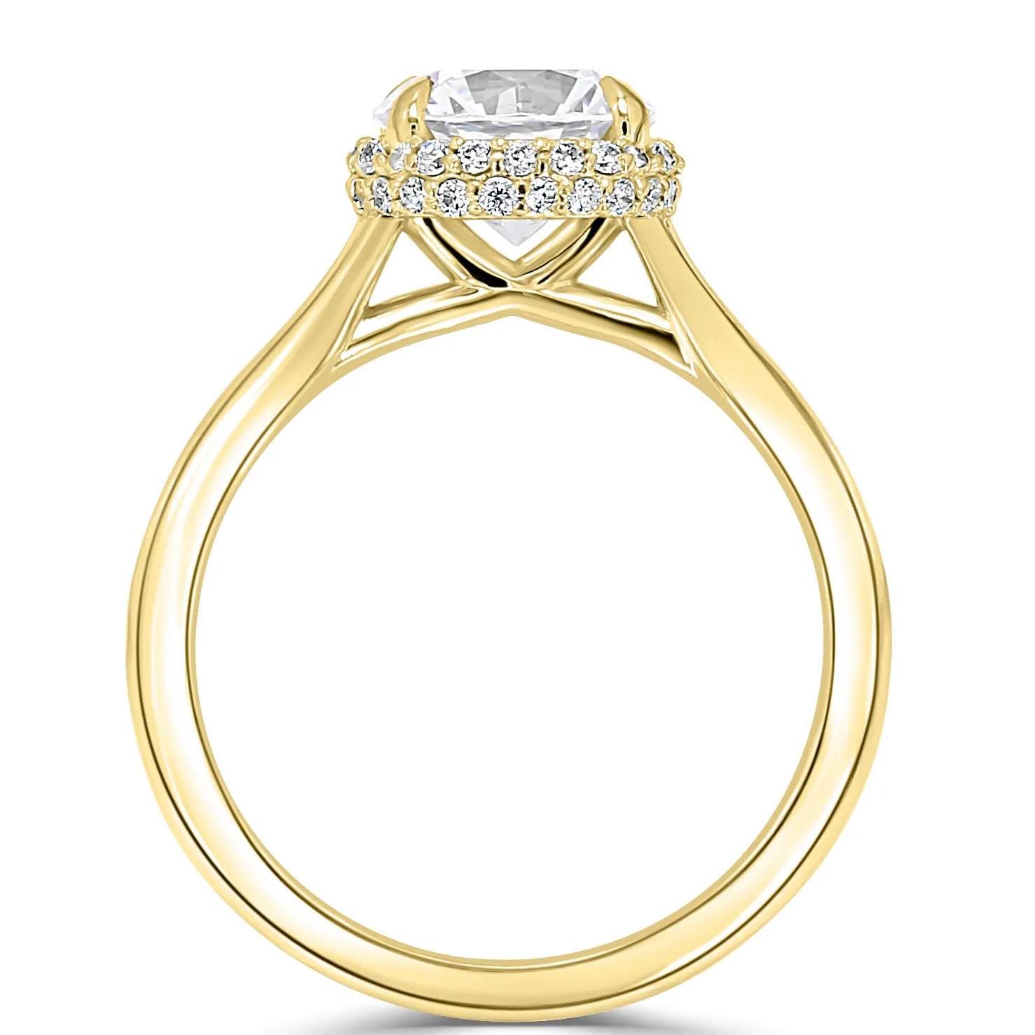 Yellow Gold Exclusive Belgian Pave Unique Diamond Engagement Ring jewelry store near me