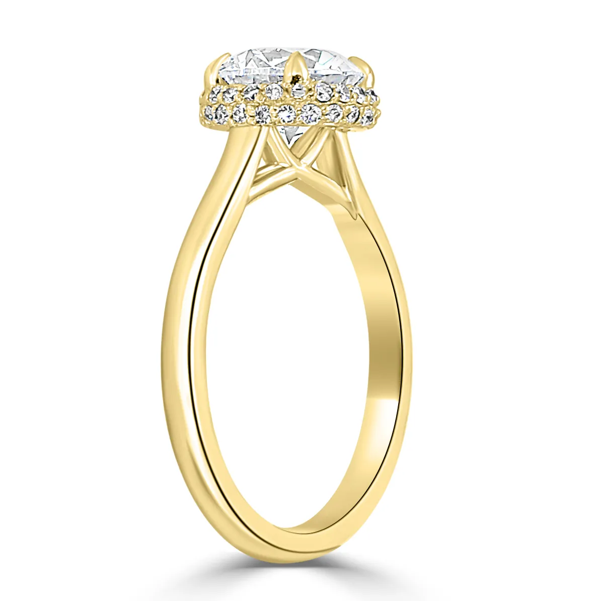 Yellow Gold Exclusive Belgian Pave Unique Diamond Engagement Ring jewelry Wabash avenue