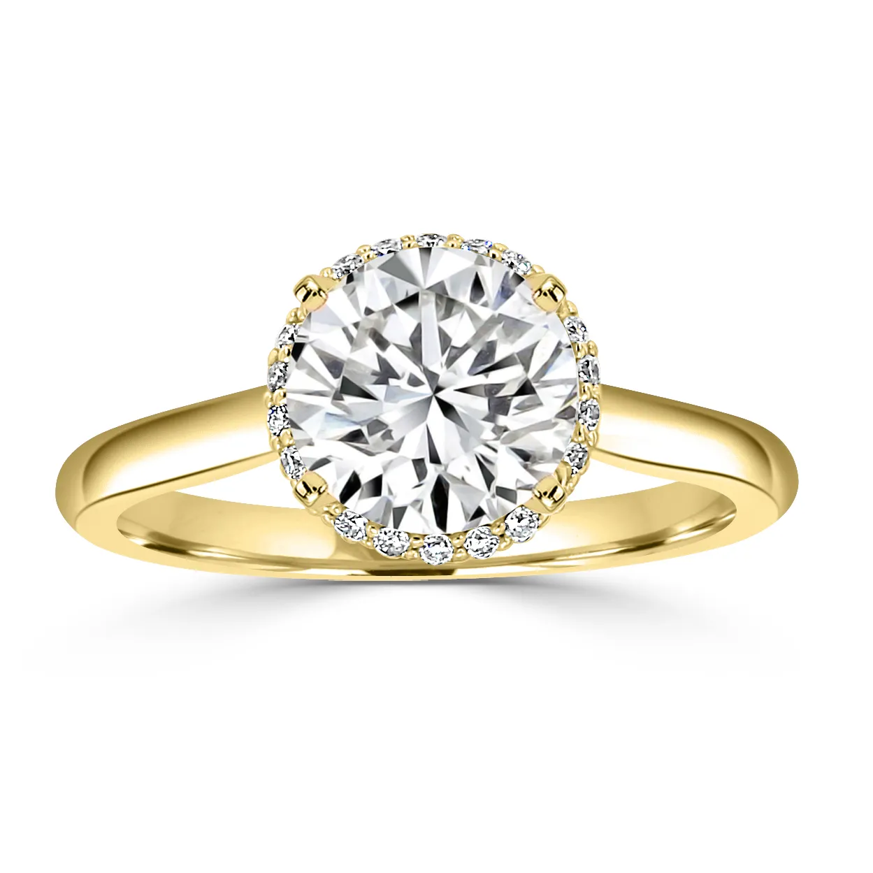 Yellow Gold Exclusive Belgian Pave Unique Diamond Engagement Ring