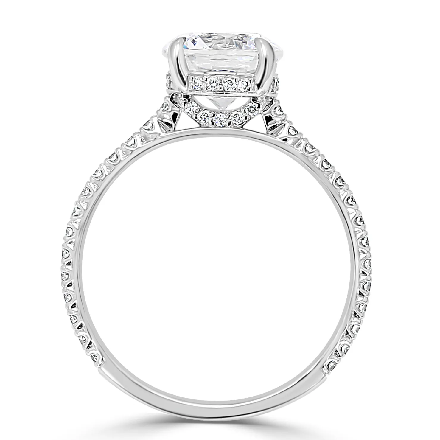 White Gold French Pave Unique Side Stone Engagement Ring jewelry store near me