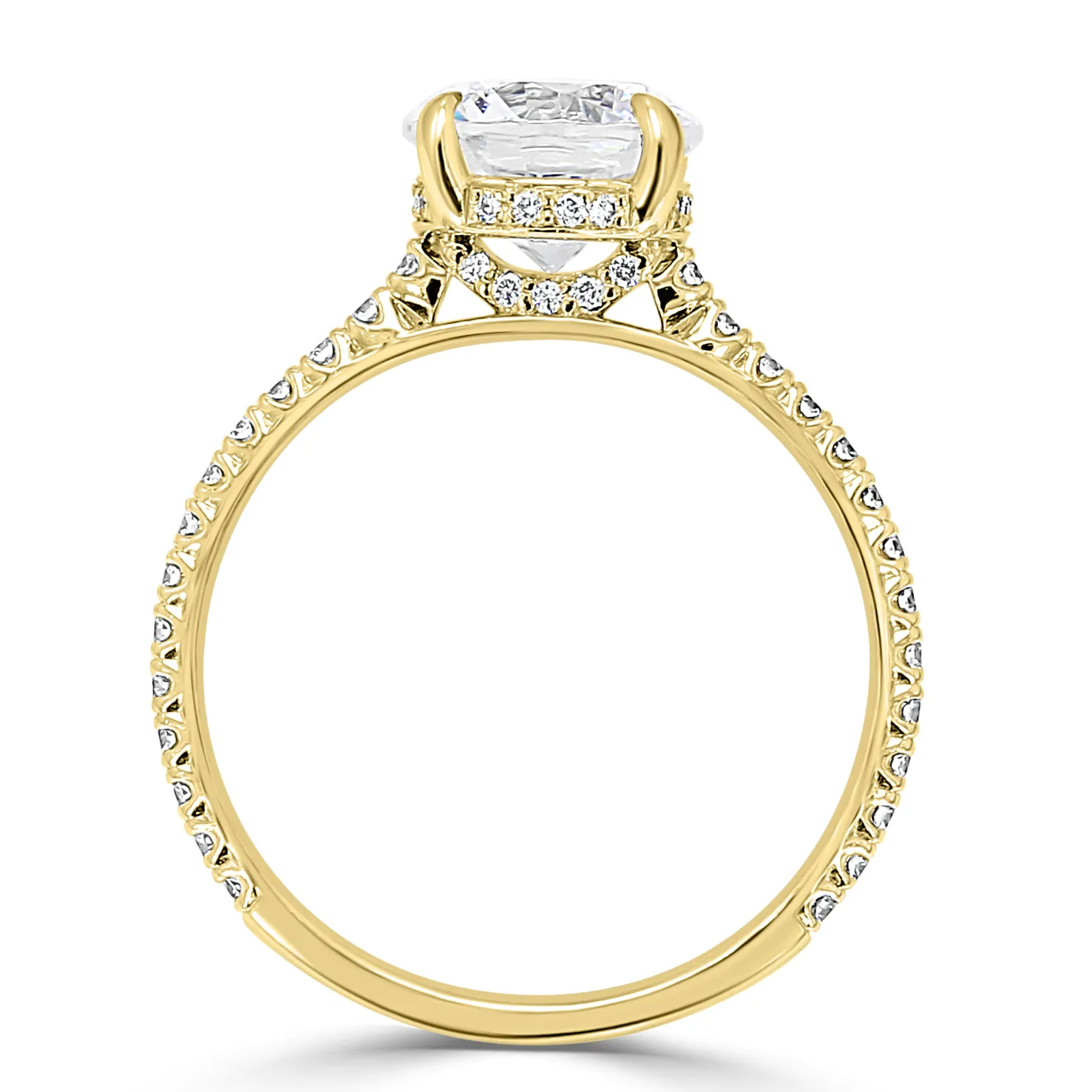 Yellow Gold French Pave Unique Side Stone Engagement Ring jewelry store near me