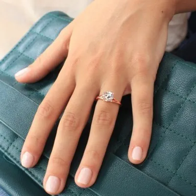 Rose Gold Split Solitaire Diamond Engagement Ring from best jeweler