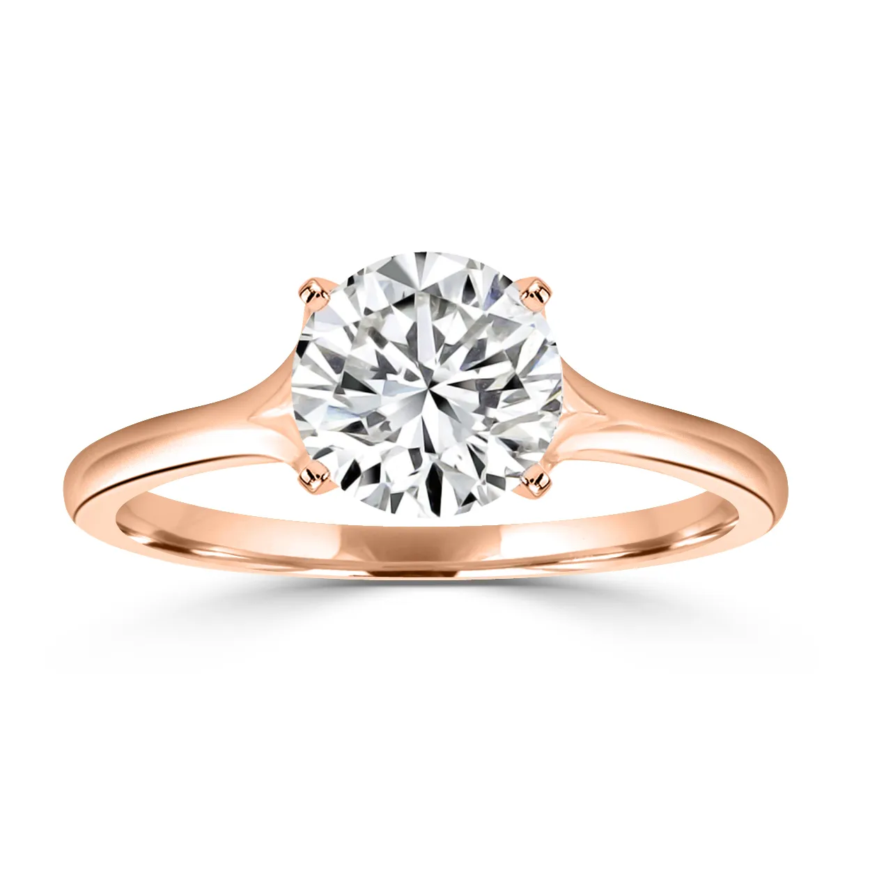 Rose Gold Split Solitaire Diamond Engagement Ring