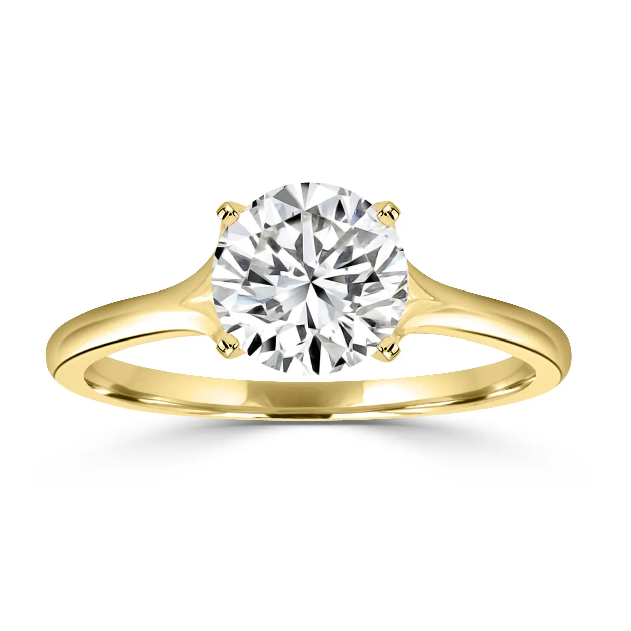 Yellow Gold Split Solitaire Diamond Engagement Ring