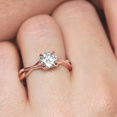 Rose Gold Lovely Twisted Solitaire Engagement Ring jewelry windy city