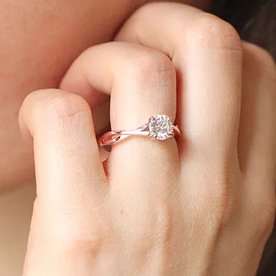 Rose Gold Lovely Twisted Solitaire Engagement Ring from best jeweler