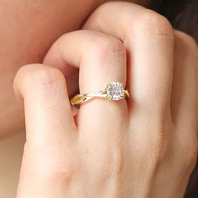 Yellow Gold Lovely Twisted Solitaire Engagement Ring from best jeweler