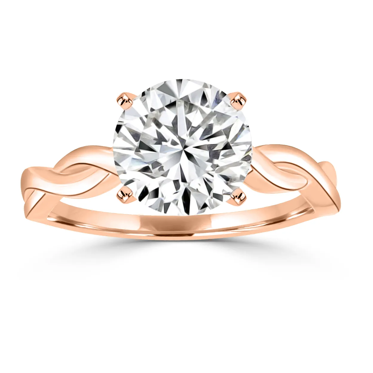 Rose Gold Lovely Twisted Solitaire Engagement Ring