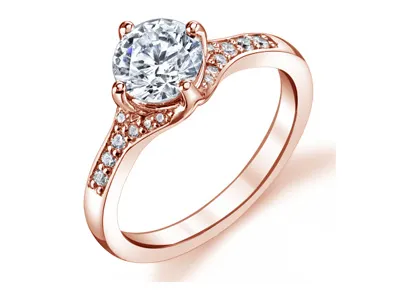 Rose Gold Halo and Split Shank Diamond Engagement Ring jewelry Wabash avenue