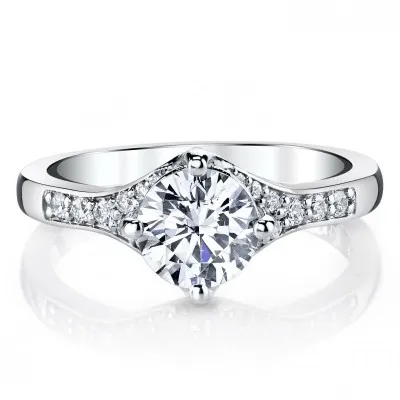 White Gold Halo and Split Shank Diamond Engagement Ring jewelry windy city