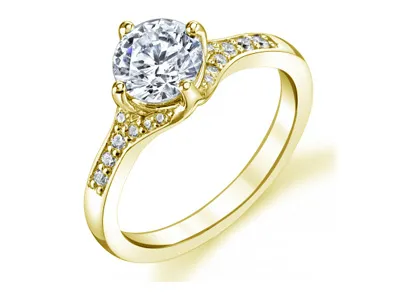 Yellow Gold Halo and Split Shank Diamond Engagement Ring jewelry Wabash avenue