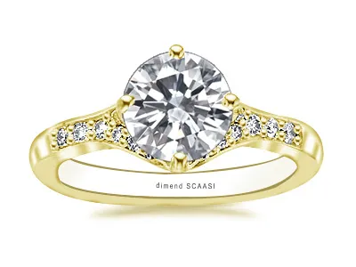 Yellow Gold Halo and Split Shank Diamond Engagement Ring