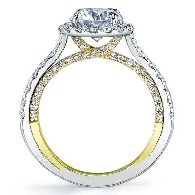 Yellow Gold Two-Tone French Pave Halo Engagement Ring jewelry store near me