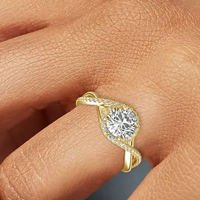 Yellow Gold Infinity Pattern Engagement Ring from best jeweler