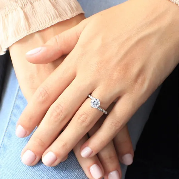 White Gold Compass Set Engagement Ring jewelry windy city