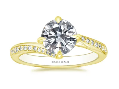 Yellow Gold Compass Set Engagement Ring