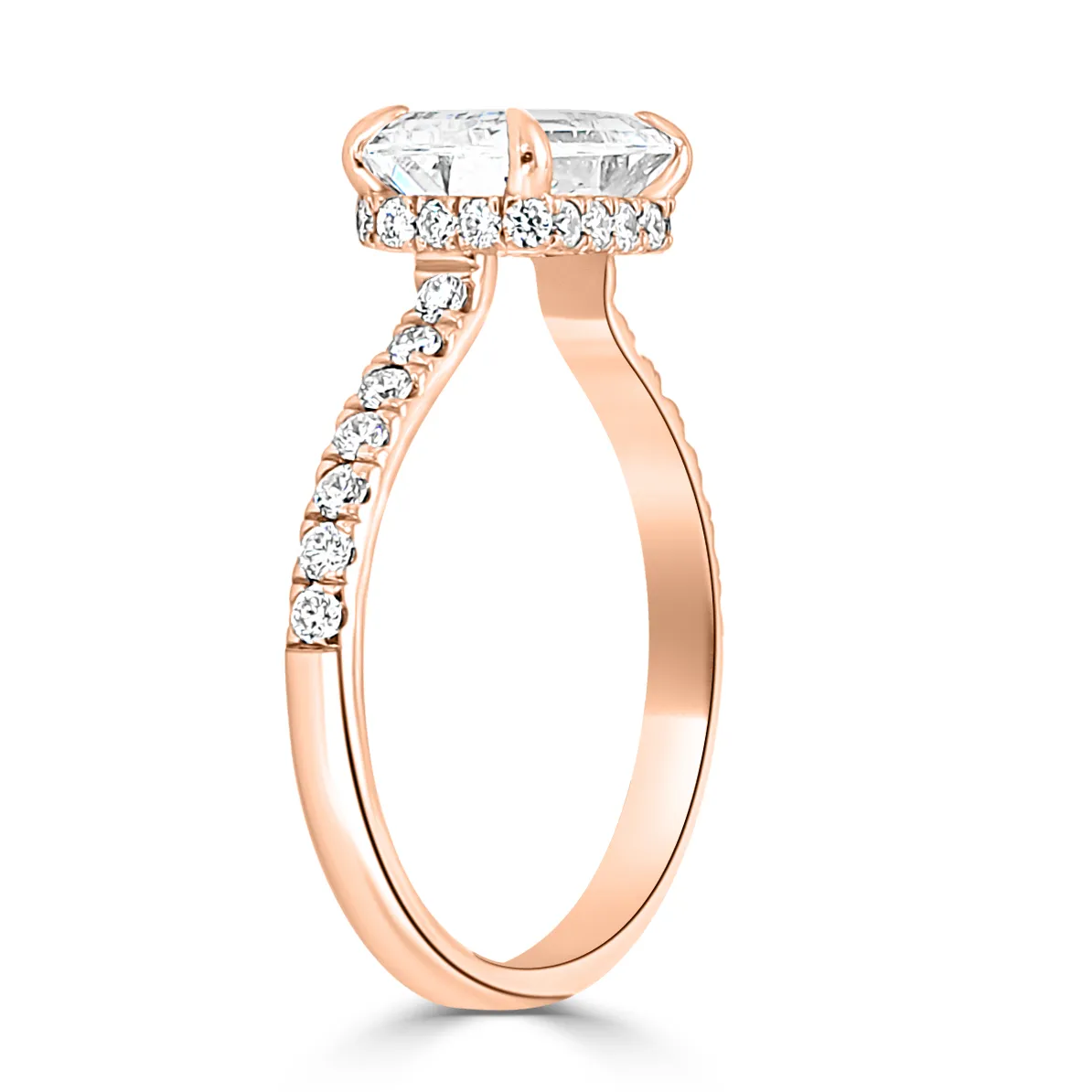 Rose Gold Oval Hidden Halo Engagement Ring jewelry Wabash avenue