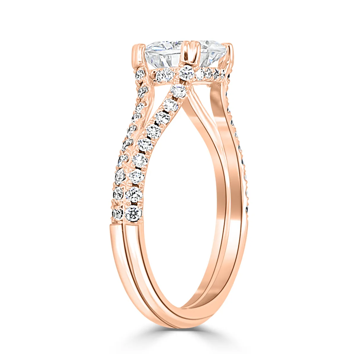 Rose Gold split Engagement Ring jewelry Wabash avenue