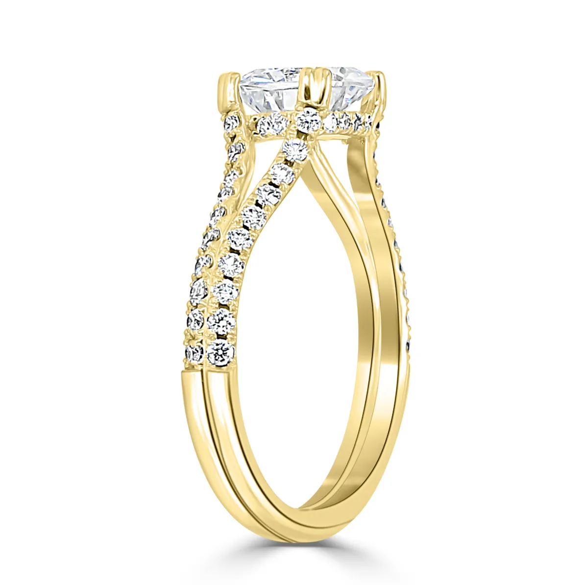 Yellow Gold split Engagement Ring jewelry Wabash avenue