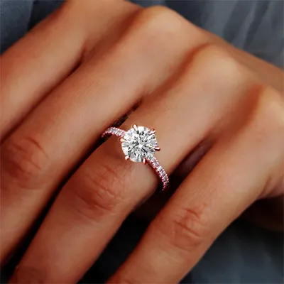 Rose Gold Unique and Romantic French Pave Engagement Ring from best jeweler